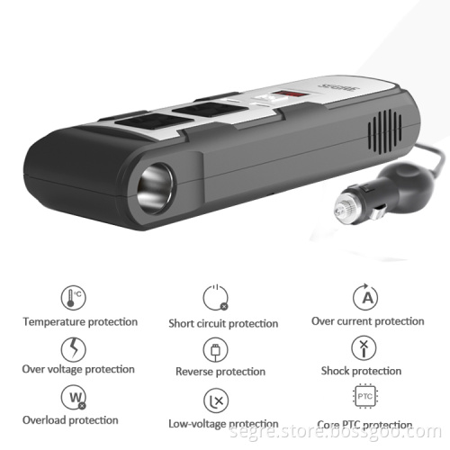 2017 Newest item factory direct sales row shape 150w 220v 110v car power inverter with dual AC socket dual usb ports